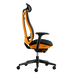 Vista lateral de una silla para juegos Herman Miller Vantum en color naranja Helio desde la derecha.
