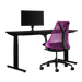Paquete de juegos de Herman Miller, que incluye un escritorio para trabajar de pie Nevi, un brazo para monitor Ollin y una silla Sayl en rosa interestelar.