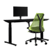 Paquete de juegos de Herman Miller, que incluye un escritorio para trabajar de pie Nevi, un brazo para monitor Ollin y una silla Sayl en verde neón.